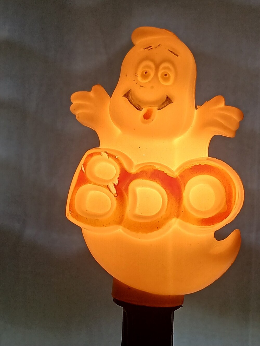Vtg Halloween Ghost Boo Blow Mold Candle Light Indoor Reflector 13" Retro